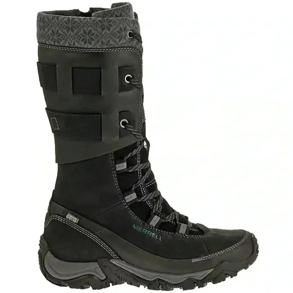 [US7]Black Slate Merrell Polarand Rove  Peak Women Mid-Calf Winter Boots - Picture 1 of 10